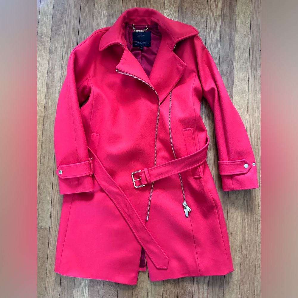 J CREW Melton Wool Red coat never worn. NWOT Size 8.
